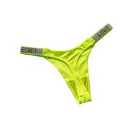 YJHLY Women'S Underwear Women Panties Shiny Rhinestone Lingerie Female Underwear Low Rise Neon Color Women Thong Breathable Underwear-Yellow-S-1Pc