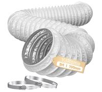YJHome 100mm Ducting 3m Long, 4 Inch Flexible Vent Hose with 2 Duct Clamps, Heavy-Duty Three Layer Protection PVC Air Ducting for Cooker Hood, Tumble Dryer, Duct Fan, Extractor Fan