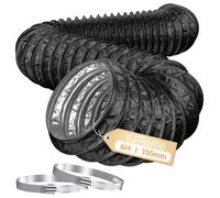 YJHome 100mm Ducting 6m Long, 4 Inch Flexible Vent Hose with 2 Duct Clamps, Heavy-Duty Three Layer Protection PVC Air Ducting for Cooker Hood, Tumble Dryer, Duct Fan, Extractor Fan