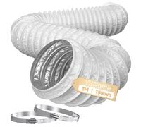 YJHome 150mm Ducting 3m Long, 6 Inch Flexible Vent Hose with 2 Duct Clamps, Heavy-Duty Three Layer Protection PVC Air Ducting for Cooker Hood, Tumble Dryer, Duct Fan, Extractor Fan
