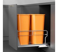 YJHome - Pull out under cabinet trash can with soft close slides, no trash included, cabinet trash kit with door mount kit, minimum opening required