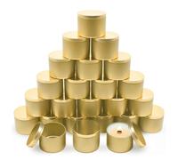YJHSS Candle Tins 8 OZ, Set of 24 Premium Matte Full Gold Candle Jars for Candle Making, 8oz Candle Tin with Lids for Candle Making, Bulk Empty Candle Containers for Small Business - Gold