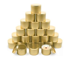 YJHSS Candle Tins 8 OZ, Set of 24 Premium Matte Full Gold Candle Jars for Candle Making, 8oz Candle Tin with Lids for Candle Making, Bulk Empty Candle Containers for Small Business - Gold