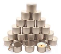 YJHSS Candle Tins 8 OZ, Set of 24 Premium Matte Full Rose Gold Candle Jars for Candle Making, 8oz Candle Tin with Lids for Candle Making, Bulk Empty Candle Containers for Small Business - Gold