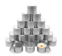 YJHSS Candle Tins 8 OZ, Set of 24 Premium Matte Full Silver Candle Jars for Candle Making, 8oz Candle Tin with Lids for Candle Making, Bulk Empty Candle Containers for Small Business - Silver