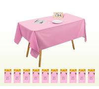 Yjia Solid Lovely Pink Rectangular Plastic Table Cloths 10Pcs, 137x274cm Plastic Rectangular Tablecloths for Picnic, Halloween, Christmas, Baby Shower, Graduation, Wedding, Birthday Party (pink)