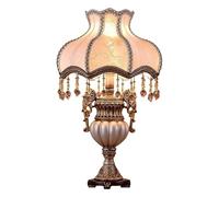 YJIANGH 55cm European Style Desk Lamp Resin Base Bedside Lamps with Fabric Shade Lamps Desk Light Push Button Switch Reading Light for Bedroom Living Room Study Room Office Hotel Room Villa Library