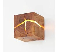 YJIANGH Retro Industrial Crackle Wood LED Wall Lamp,5W 3000K Warm Color Lamp,Creative Square Indoor Wall Sconce for Bedroom Living Room Study Room Dining Room Stairs Porch Hallway Restaurant(A)