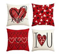 YJINGART Couple Pillowcase 4PCS Couple Pillowcase Valentine Hearts Pillow Cover Love Wedding Cushion Cover Sofa Decoration For Boyfriend,Girlfriend,Wife(PINK,35X35cm)