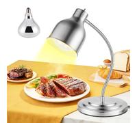 YJINGRUI Food Heat Lamp Single Head 250W, 70cm Commercial Food Warmer | with Adjustable Gooseneck & Stable Base, Infrared Buffet Heating Lamp for Restaurant