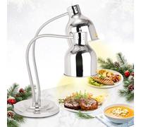 YJINGRUI Freestanding Food Warmer with 2 x 250W Infrared Bulbs - 70cm Adjustable Gooseneck, Stainless Steel Double-Heated Buffet Lamp for Restaurants, Hotels & Commercial Kitchens