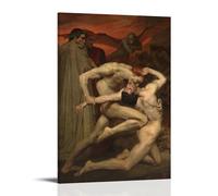 YJJECP Dante And Virgil in Hell William BouguereauWall Decoration Posters Waterproof Modern Home Printing Workplace Home Wall Art Easy to InstallFrame-style12x18inch(30x45cm)