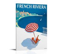 YJJECP French Riviera Vintage PosterWall Decoration Posters Waterproof Modern Home Printing Workplace Home Wall Art Easy to InstallFrame-style16x24inch(40x60cm)