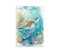 YJJECP Sea Turtle WatercolorWall Decoration Posters Waterproof Modern Home Printing Workplace Home Wall Art Easy to InstallUnframe-style12x18inch(30x45cm)