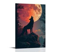 YJJECP Wolf Howls at The MoonWall Decoration Posters Waterproof Modern Home Printing Workplace Home Wall Art Easy to InstallFrame-style24x36inch(60x90cm)