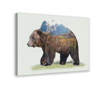 YJJGLZC Brown Bear Natural Habitat Animal Art Canvas Poster Bedroom Decor Landscape Office Room Decor Gift 08x12inch(20x30cm)