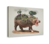 YJJGLZC Hippo Natural Habitat Animal Art Canvas Poster Wall Art Decor Print Picture Paintings for Living Room Bedroom Decoration 16x24inch(40x60cm)
