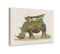 YJJGLZC Rhino Natural Habitat Animal Art Canvas Poster Wall Art Decor Print Picture Paintings for Living Room Bedroom Decoration 20x30inch(50x75cm)