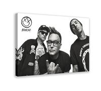 YJJGLZC Rock Trio Band Blink-182 Black And White Retro Cool Canvas Poster Wall Art Decor Print Picture Paintings for Living Room Bedroom Decoration 24x36inch(60x90cm)
