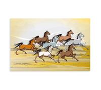 YJJGLZC Seven Lucky Running Wild Horses Art Animal Posters Canvas Poster Wall Art Decor Print Picture Paintings for Living Room Bedroom Decoration 24x36inch(60x90cm)