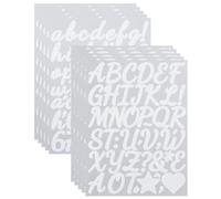 YJKEAI 1 Inch Small Vinyl Letters Number Stickers, White, Cursive