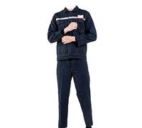 YJKJ Welding Jacket, Worker Jacket Workwear, Pure Cotton Blue Denim Moisture Wicking Reflective Strip,XXL