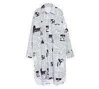 YJKJHAIG Newspaper Dress Women's Long Sleeve Button Shirt Dresses Casual Floral Printed Dresses Loose Top Dresses