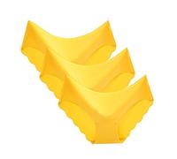 YJLX Women's Seamless Invisible Underwear Sexy Thong Briefs Summer Underwear Low Waist Briefs Pack of 3 Hipster Women Seamless Briefs Five Pieces, yellow, M