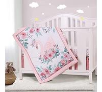YJM Swan Bedding Set for Girls 3pcs - Cot Sheet, Skirt, Quilt Included - Pink