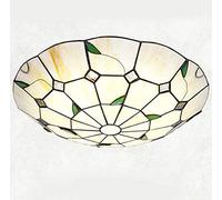 Yjmgrowing Pastoral Style LED Flush Mount Ceiling Light in Tiffany Style Stained Glass Ceiling Lamps for Bedroom Lighting,LED Chip,12inch/16inch/20inch,White light,30cm