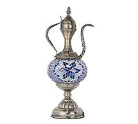 Yjmgrowing Turkish Moroccan Bohemia Teapot Table Lamp Tiffany Style Handmade Mosaic Glass Desk Lights for Bedroom Living Room Cafe Decorative Night Light, 110-240V,D