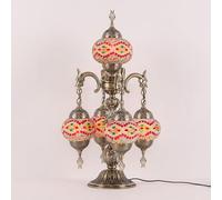 Yjmgrowing Turkish Mosaic Table Lamp with 5 Lights, Moroccan Handmade Desk Lights Bohemia Colorful Glass Decor Light for Bedroom Cafe Bar, W15″H25″,D