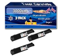 YJMGT 3000cn Toner Cartridge Compatible for Dell 3000 cn 3100 cn Printers, High-Definition Printing Effect with Chip, 4000 Pages (3 Pack Black)