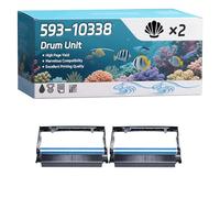 YJMGT 593-10338 Drum Unit Compatible for Dell 2230 2230d 3330dn 3333dn 3335dn Printers, High-Definition Printing Effect with Chip, 30000 Pages (2-Pack Black)
