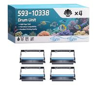 YJMGT 593-10338 Drum Unit Compatible for Dell 2230 2230d 3330dn 3333dn 3335dn Printers, High-Definition Printing Effect with Chip, 30000 Pages (4 Pack Black)