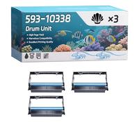 YJMGT 593-10338 Drum Unit Compatible for Dell 2230 2230d 3330dn 3333dn 3335dn Printers, High-Definition Printing Effect with Chip, 30000 Pages (3 Pack Black)