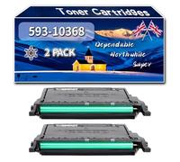 YJMGT 593-10368 Toner Cartridges Compatible for Dell 593-10369 593-10370 593-10371 2145cn Printers, High-Definition Printing Effect with Chip, 6500 Pages (2 Pack Black)