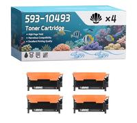 YJMGT 593-10493 593-10494 593-10495 593-10496 Toner Cartridge Compatible for Dell 1235cn 1230cn Printers, High-Definition Printing Effect with Chip, 2500 Pages (4 Pack Black)