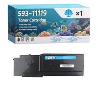 YJMGT 593-11119 593-11122 593-11113 593-11120 Toner Cartridge Compatible for Dell C3760dn C3765dnf C3760n Printers, High-Definition Printing Effect with Chip, 8000 Pages (1 Pack Cyan)