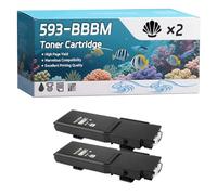 YJMGT 593-BBBM 593-BBBT 593-BBBS 593-BBBR Toner Cartridge Compatible for Dell C2665dn C2665dnf C2660dn Printers, High-Definition Printing Effect with Chip, 7000 Pages (2 Pack Black)