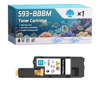 YJMGT 593-BBBM 593-BBBT 593-BBBS 593-BBBR Toner Cartridge Compatible for Dell C2665dn C2665dnf C2660dn Printers, High-Definition Printing Effect with Chip, 7000 Pages (1 Pack Cyan)