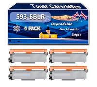 YJMGT 593-BBLR Toner Cartridges Compatible for Dell E310dw E514dw E515dn E515dw Printers, High-Definition Printing Effect with Chip, 2200 Pages (4 Pack Black)