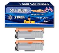 YJMGT 593-BBLR Toner Cartridges Compatible for Dell E310dw E514dw E515dn E515dw Printers, High-Definition Printing Effect with Chip, 2200 Pages (2-Pack Black)