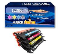 YJMGT Compatible for Dell 1230C Toner Cartridge, Work for Dell 1230C 1230CN 1235C 1235cn Printers, Toner Cartridge 593-10493 593-10494 593-10495 593-10496 (4-Pack BK/C/M/Y)