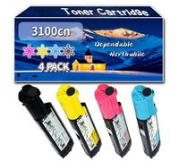 YJMGT Compatible for Dell 3100cn Toner Cartridge, Work for Dell 3100cn Printers, Toner Cartridge 593-10067 593-10061 593-10064 593-10062 (4-Pack BK/C/M/Y)