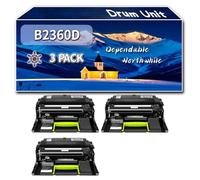 YJMGT Compatible for Dell B2360D Drum Unit, Work for Dell B2360D B2360DN B3460DN B3465DNF Printers, Drum Unit (3 Pack Black)