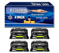 YJMGT Compatible for Dell B2360D Drum Unit, Work for Dell B2360D B2360DN B3460DN B3465DNF Printers, Drum Unit (4 Pack Black)