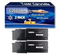 YJMGT Compatible for Dell C2660dn Toner Cartridge, Work for Dell C2660dn C2665dnf Printers, Toner Cartridge 593-BBBU 593-BBBT 593-BBBS 593-BBBR (2 Pack Black)