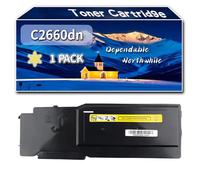 YJMGT Compatible for Dell C2660dn Toner Cartridge, Work for Dell C2660dn C2665dnf Printers, Toner Cartridge 593-BBBU 593-BBBT 593-BBBS 593-BBBR (1 Pack Yellow)