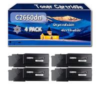 YJMGT Compatible for Dell C2660dn Toner Cartridge, Work for Dell C2660dn C2665dnf Printers, Toner Cartridge 593-BBBU 593-BBBT 593-BBBS 593-BBBR (4 Pack Black)